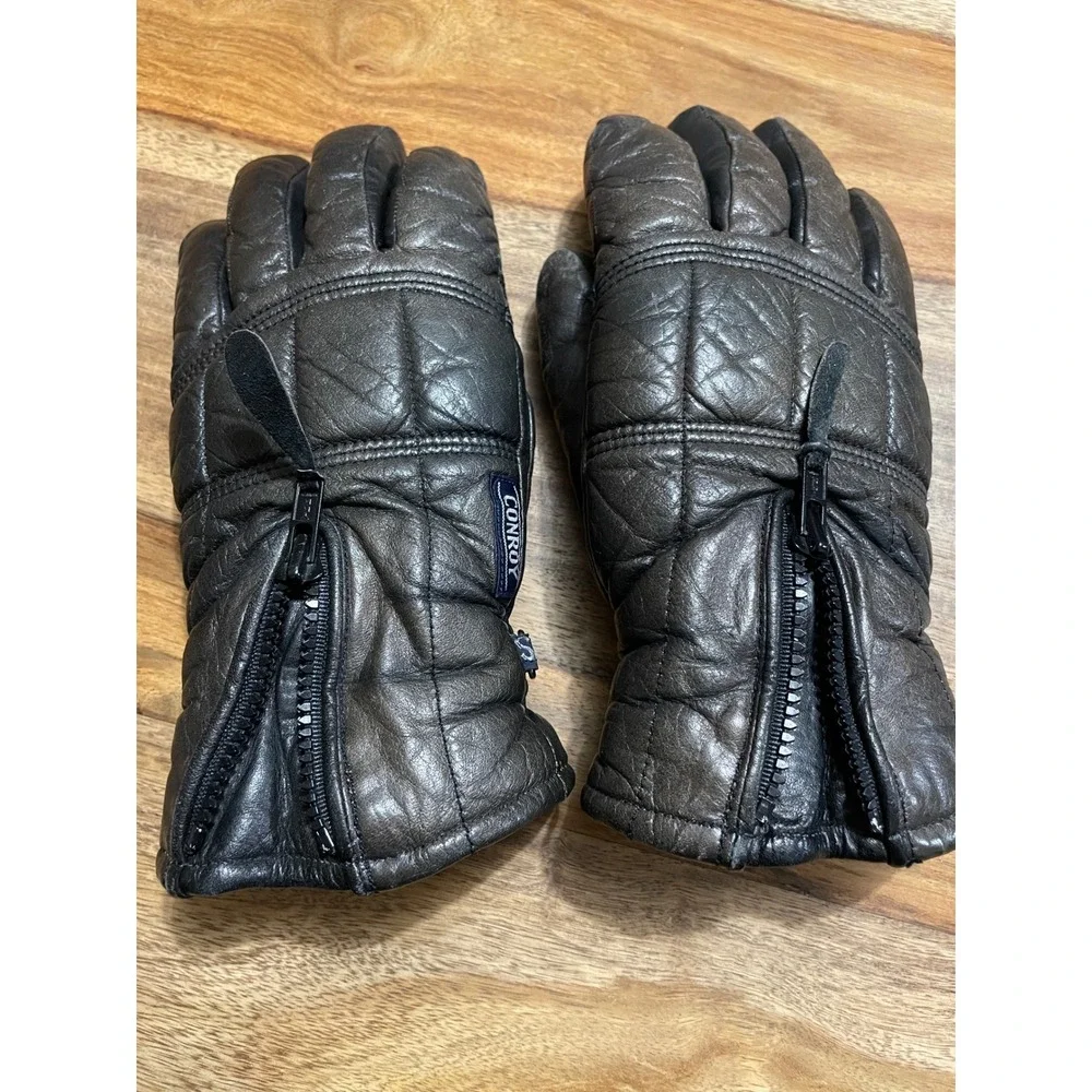 Conroy Ladies Leather Gloves Zipper Lined Size S Vintage 80's Made in Japan